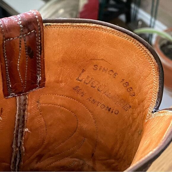 Lucchese USA Goatskin Cowboy Boots Men’s 11.5 Brown Western - Picture 5 of 12